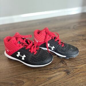 Under Armour Kids Red and Black High-Top Sneakers